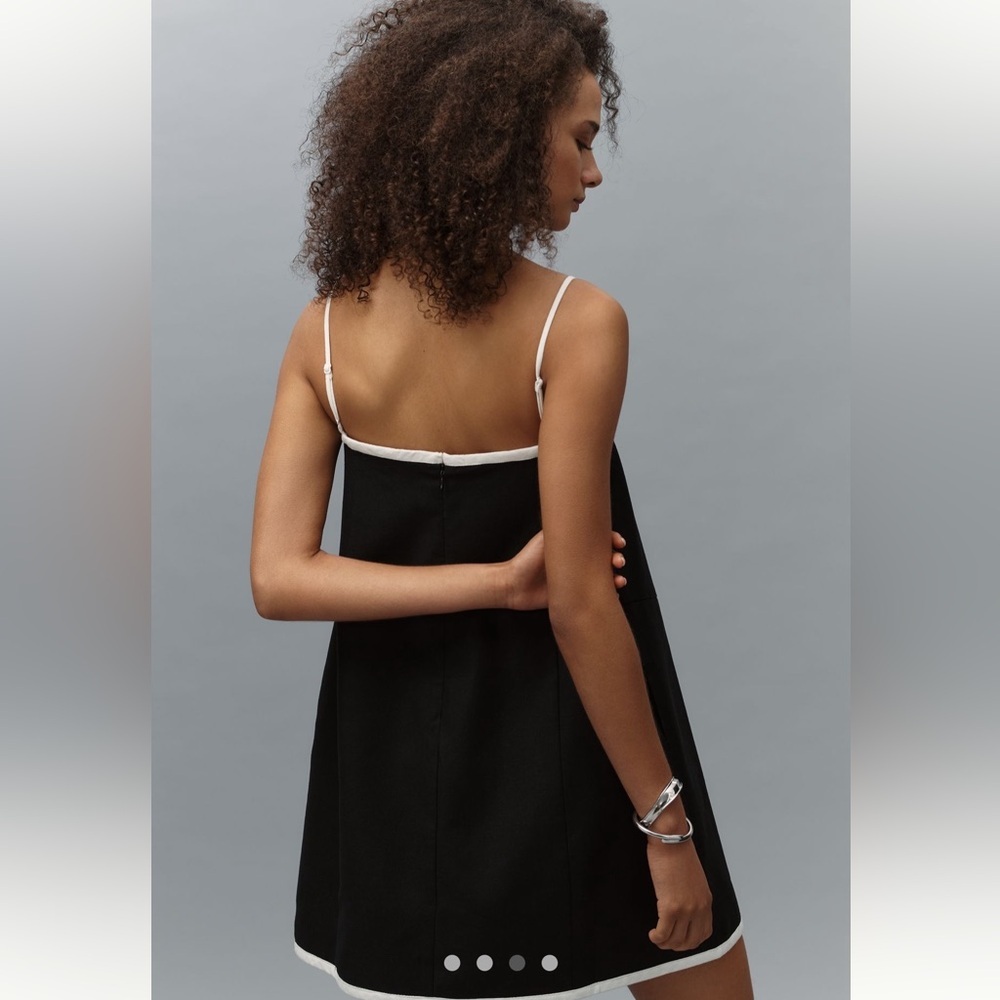 Anthropologie Mare Mare Linen Blend Square-Neck A-Line Mini Dress in Black - Picture 3 of 6